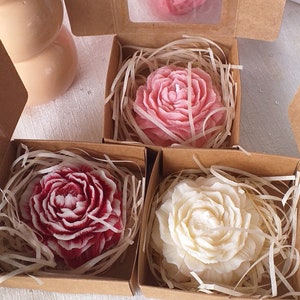 Handmade peony flower candle with soy wax, ideal gift for Mother's Day and for flower lovers image 7