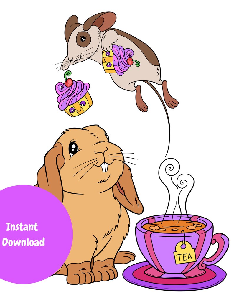 Bunny and Mouse Coloring Page, Play More Often (PDF Download) - Etsy