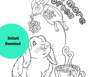 ウサギとネズミのぬり絵、もっと遊ぼう（PDFダウンロード）
