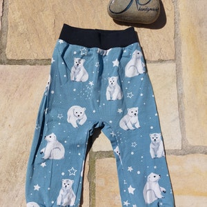 Ice blue bloomers / baby pants with polar bears in size 68