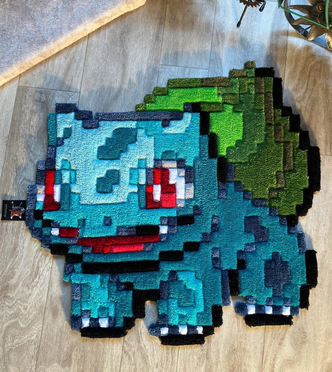Pixel Monster Rug Custom Pixel Leaf Creature Rug | Hand Tufted Plant Monster Carpet ...