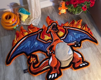 FIRE DRAGON rug // Custom Anime Rug // Gamer rug // aesthetic home decor // Tufted handmade rug // Gift