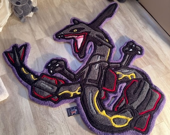 Alfombra BLACK DRAGON // Alfombra de anime personalizada // Alfombra de jugador // Decoración estética para el hogar // Alfombra con mechones hecha a mano // Regalo