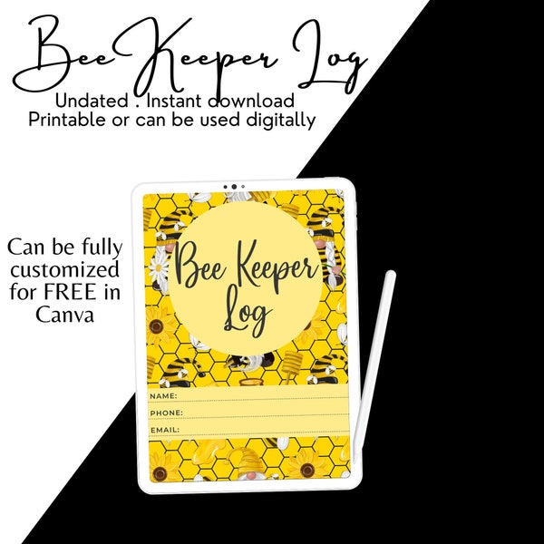 Bee Keeper's Planner and Journal - Digital or Printable Planner - Instant Download - 14 Fully Customizable Pages