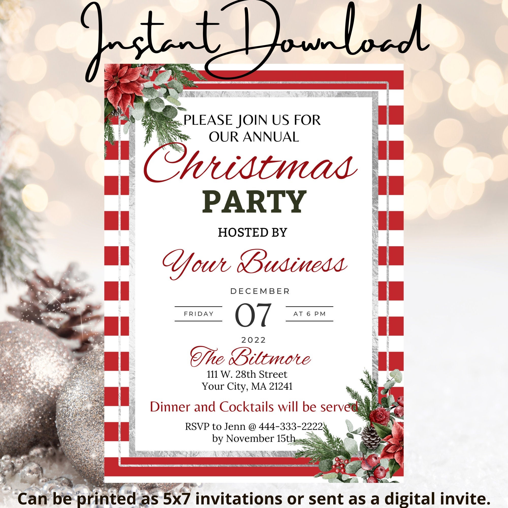 Christmas Party Invitation, Christmas Party Invite, Printable Party ...