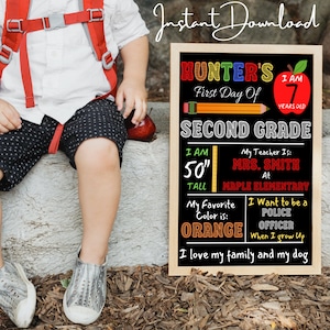 First Day of School Sign, Last Day of School Sign, Back to School Sign, Editable, Reusable Template, Instant Download