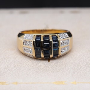 14K Yellow Gold Sapphire and Diamond Ring- VHK# 287