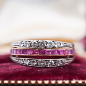1940s 14k Yellow Gold Ruby, Sapphire and Diamond Flip Ring - VHK#810