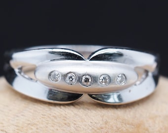 Alianza de boda con diamantes en oro blanco de 18 quilates - VHK n.º 307 -