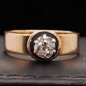 14K Yellow Gold Victorian .55ct Old Miner Cut Diamond Engagement Ring - VHK#560