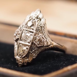Circa 1930s 14k Yellow Gold, Enamel and Zircon Ring - VHK