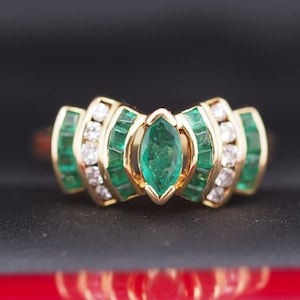 LEVIAN 18K Yellow Gold Emerald .25cttw Diamond Engagement Ring - VHK#392