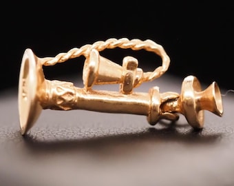 14k Yellow Gold Antique Telephone Charm Pendant - VHK#645