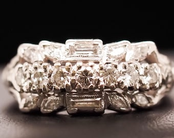 プラチナダイヤモンドリング♡ ダイヤモンドプラチナロウリング 8267-1990 - Etsy 日本