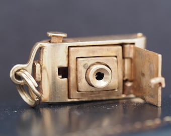 1950s 14K Yellow Gold Mechanical Camera Pendant and Charm - VHK#506
