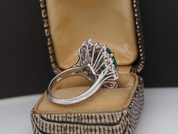 14K White Gold Emerald and Diamond Ring with GIA … - image 6