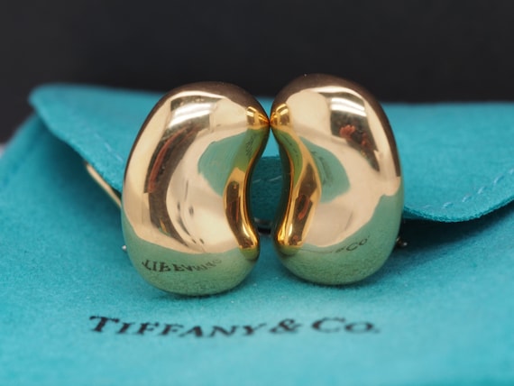 Lapis Tiffany Bean Earrings Tiffany 18K Yellow Gold JUMBO Bean
