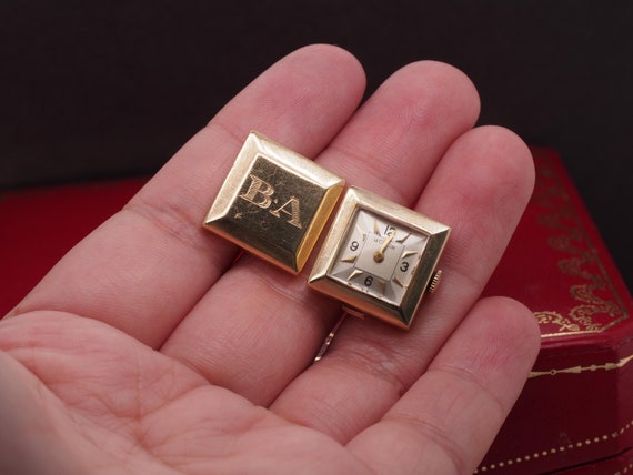 Vintage 14K Yellow Gold 1950s LeCoultre Cufflinks… - image 7