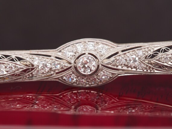 1920s Platinum Art Deco Diamond Brooch - image 5