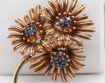 18Kイエローゴールド ティファニー 1960年代 サファイアフラワー