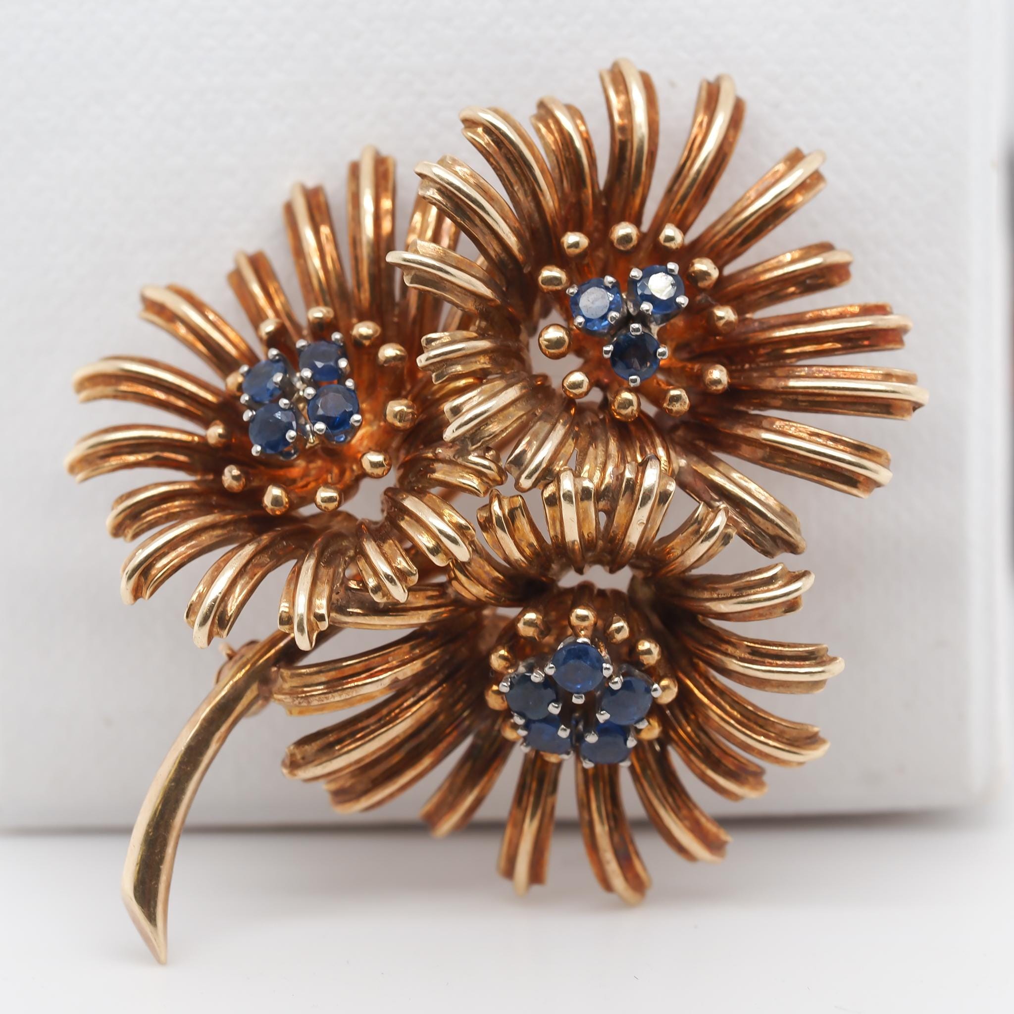 18Kイエローゴールド ティファニー 1960年代 サファイアフラワー