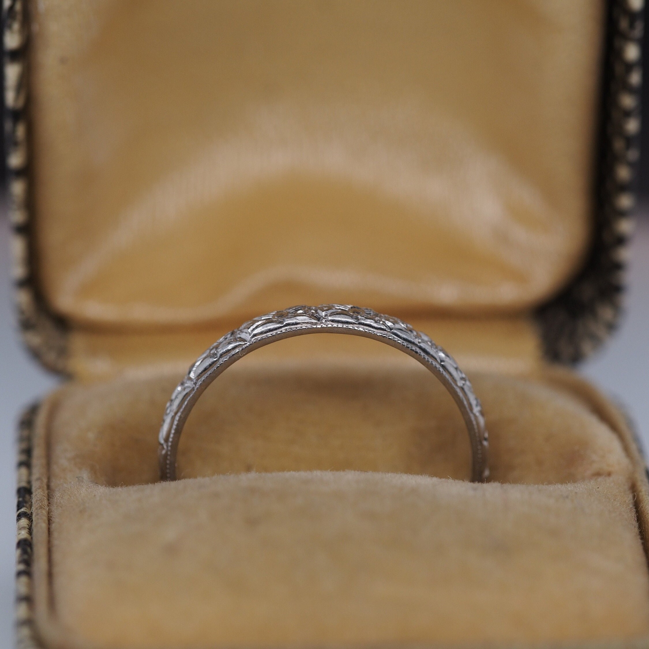 Circa 1933 Engraved 14K White Gold Wedding Band- VHK# 211