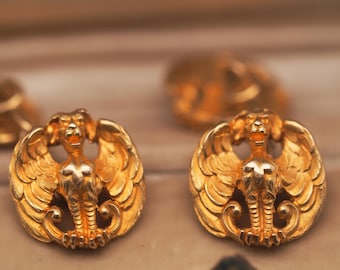 Victorian 18k Yellow Gold Gargoyle Cufflinks - VHK#485a