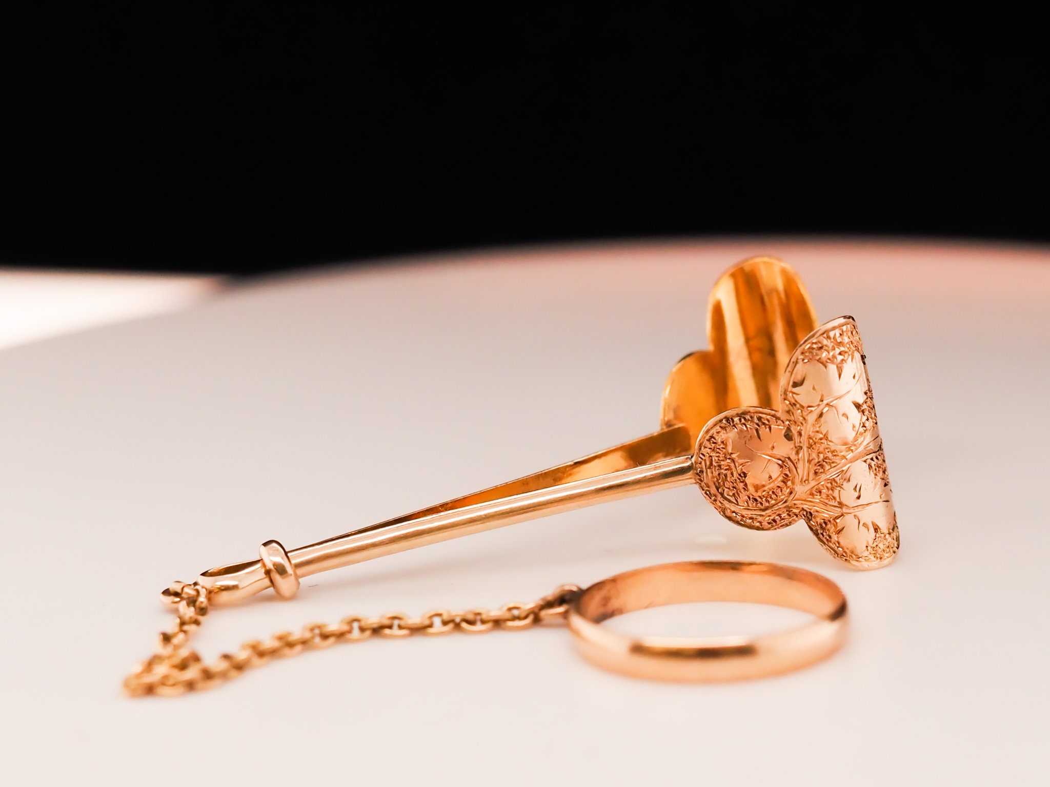 14K Yellow Gold Victorian Cigarette Holding Tongs/tweezer With Ring -  VHK#611
