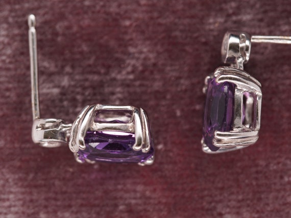 14K White Gold Diamond and Amethyst Earrings- VHK… - image 7