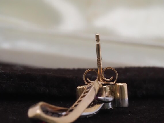 Edwardian Ruby and Diamond Drop Earrings in Gold … - image 6