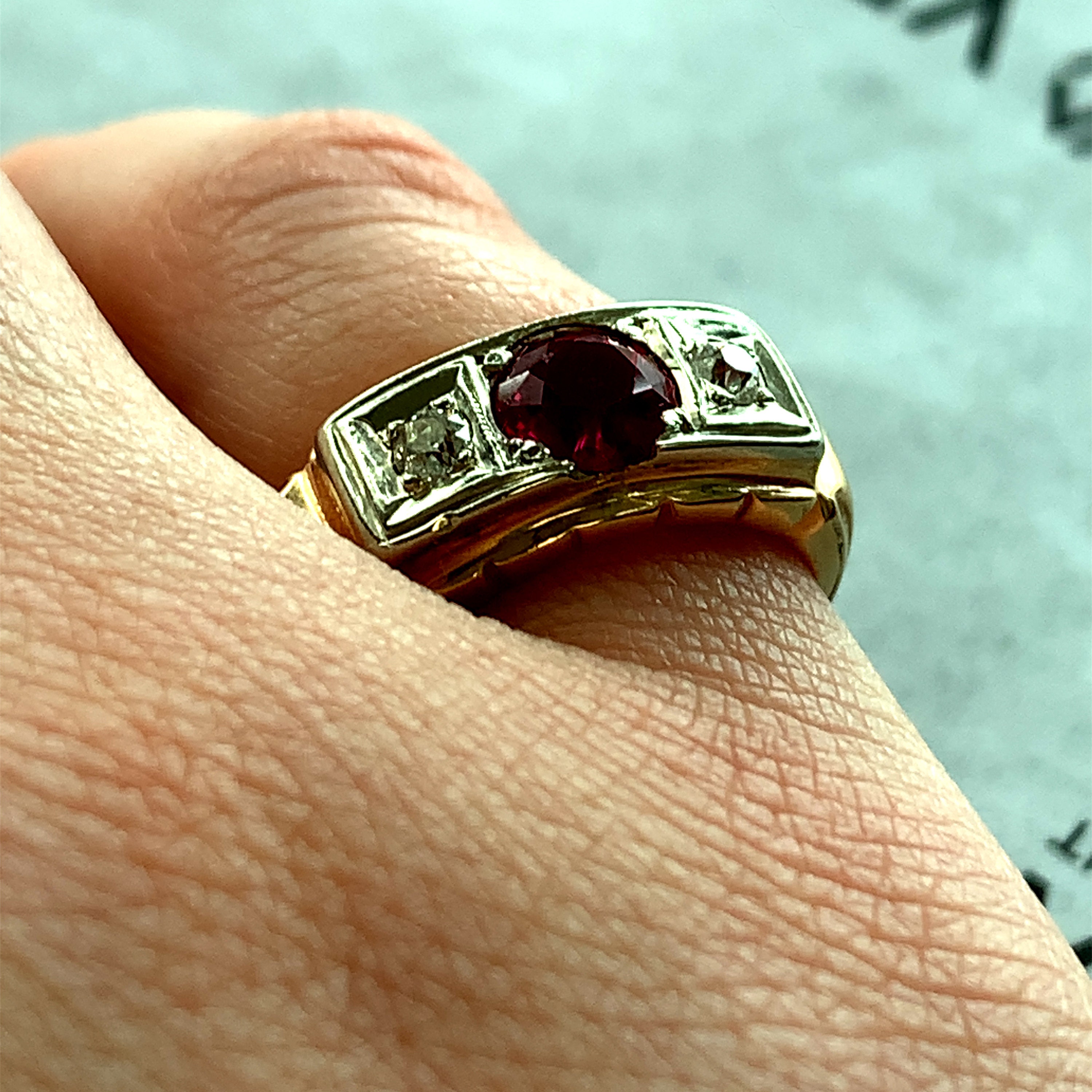 Art Deco 14K Yellow Gold Ruby and Diamond Engagement Ring - 54VHK# - Etsy