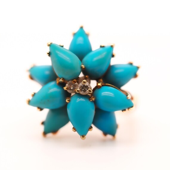 18k Yellow Gold Kurt Wayne Turquoise and Diamond … - image 2