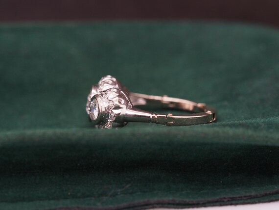 Platinum 1950s Three Stone Engagement Ring with A… - image 3