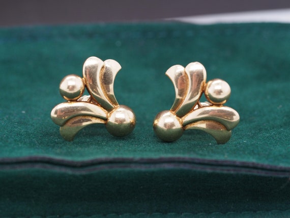 1950s Vintage Tiffany & Co 14K Yellow Gold Earrin… - image 1