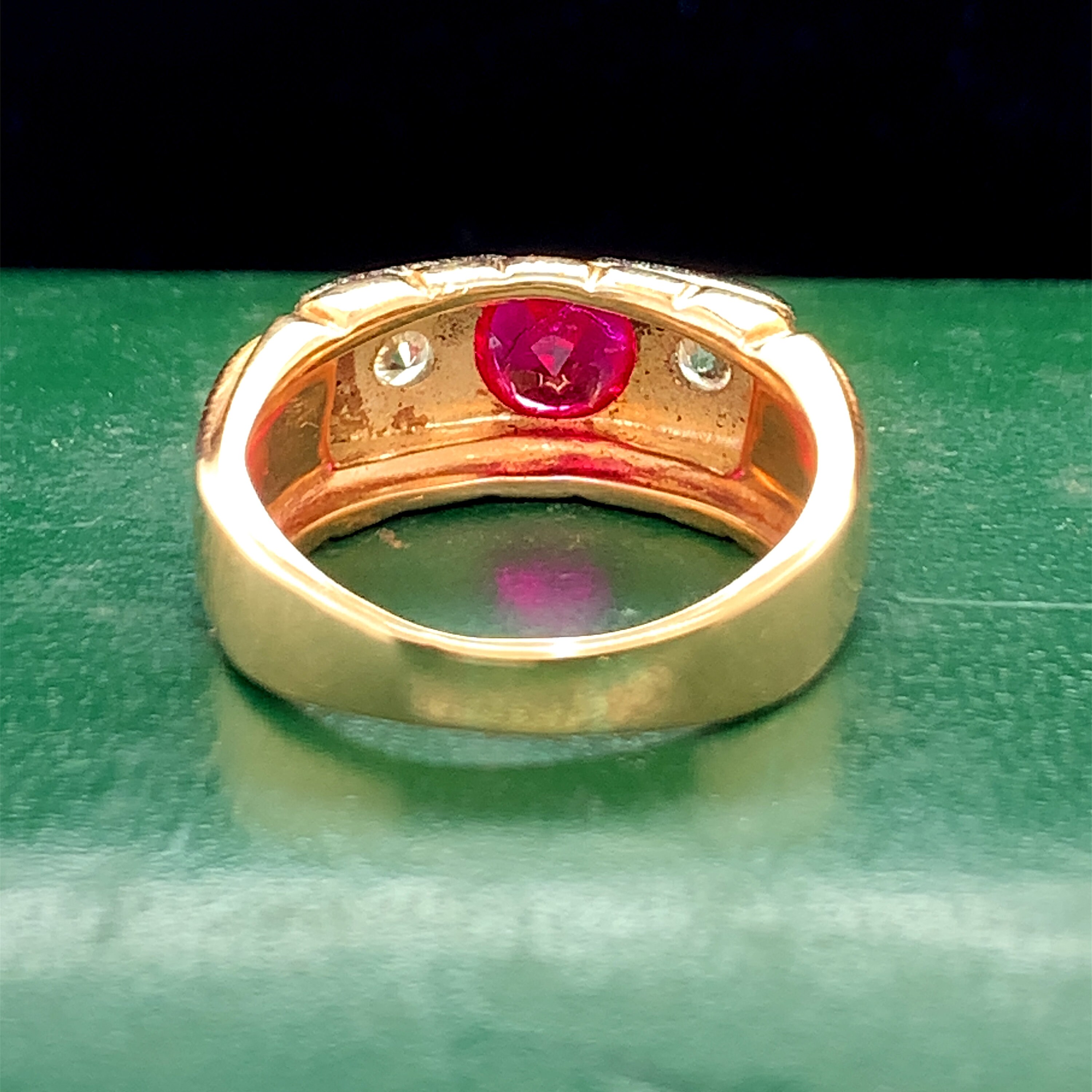 Art Deco 14K Yellow Gold Ruby and Diamond Engagement Ring - 54VHK# - Etsy