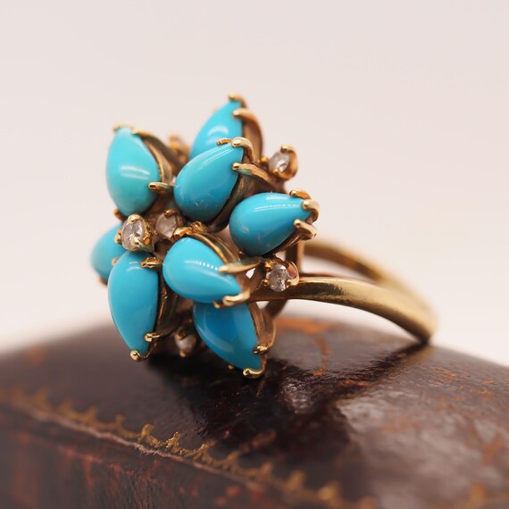 18k Yellow Gold Kurt Wayne Turquoise and Diamond … - image 7