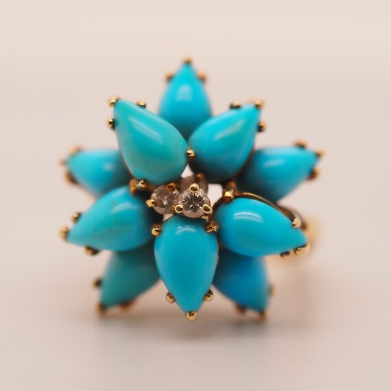 18k Yellow Gold Kurt Wayne Turquoise and Diamond … - image 9