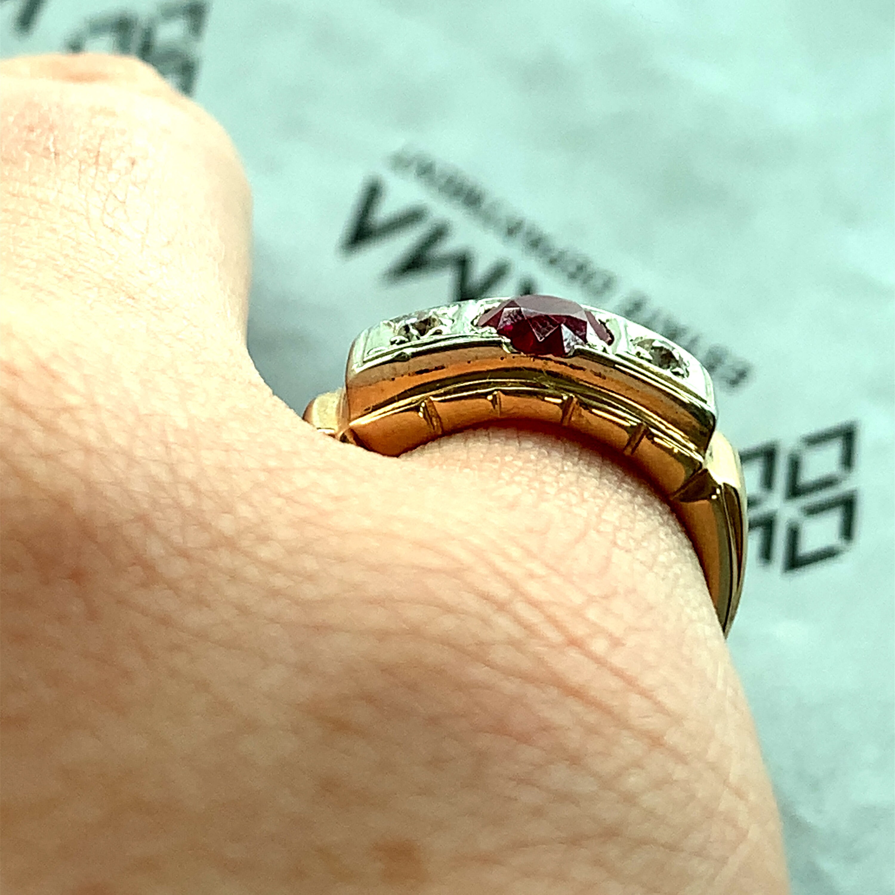 Art Deco 14K Yellow Gold Ruby and Diamond Engagement Ring - 54VHK# - Etsy