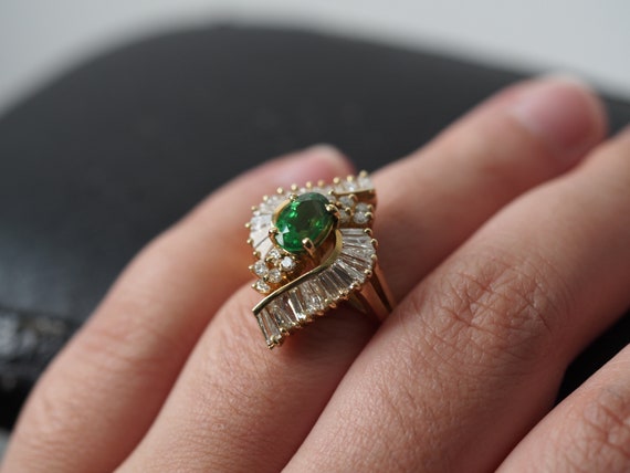 14K White Gold Emerald and Diamond Ring with GIA … - image 2