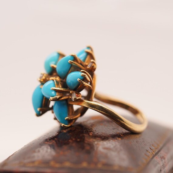 18k Yellow Gold Kurt Wayne Turquoise and Diamond … - image 6