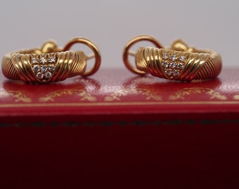Cartier 18K Yellow Gold and Diamond Hoop Earrings- VHK#229