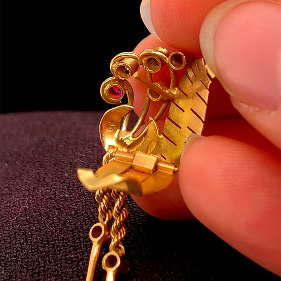 1950s 18k Yellow Gold Diamond Retro Dangle Earrin… - image 7