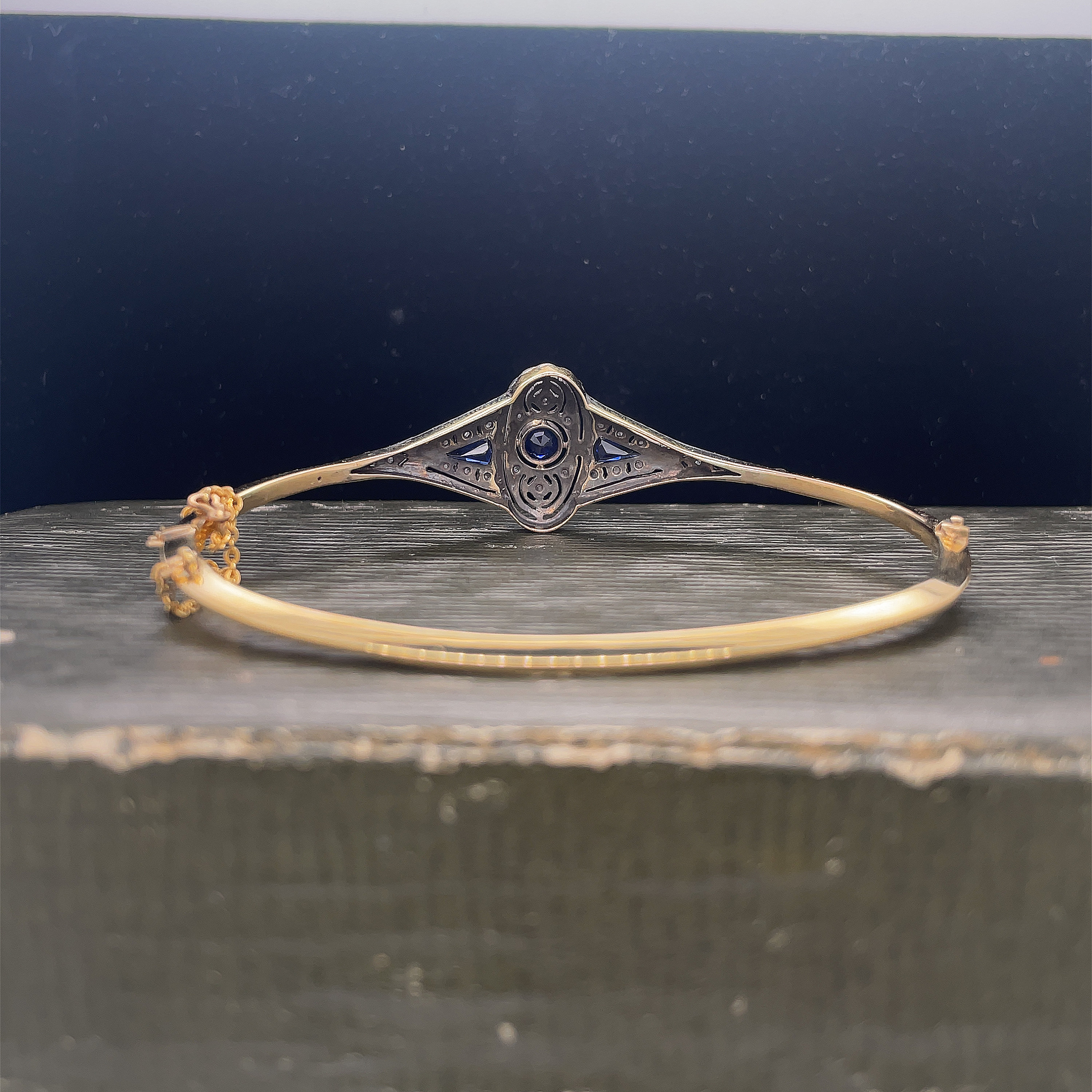 18K Yellow Gold Bangle, Pin & Earrings Set With Diamonds and