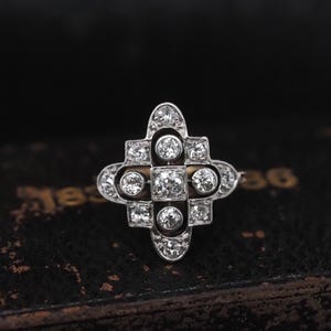 Circa 1920s Art Deco Gold & Platinum Old European Diamond Ring - VHK#256a