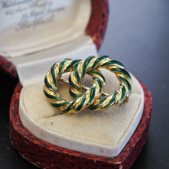 Vintage 18K Yellow Gold Tiffany and Co Green Enam… - image 4