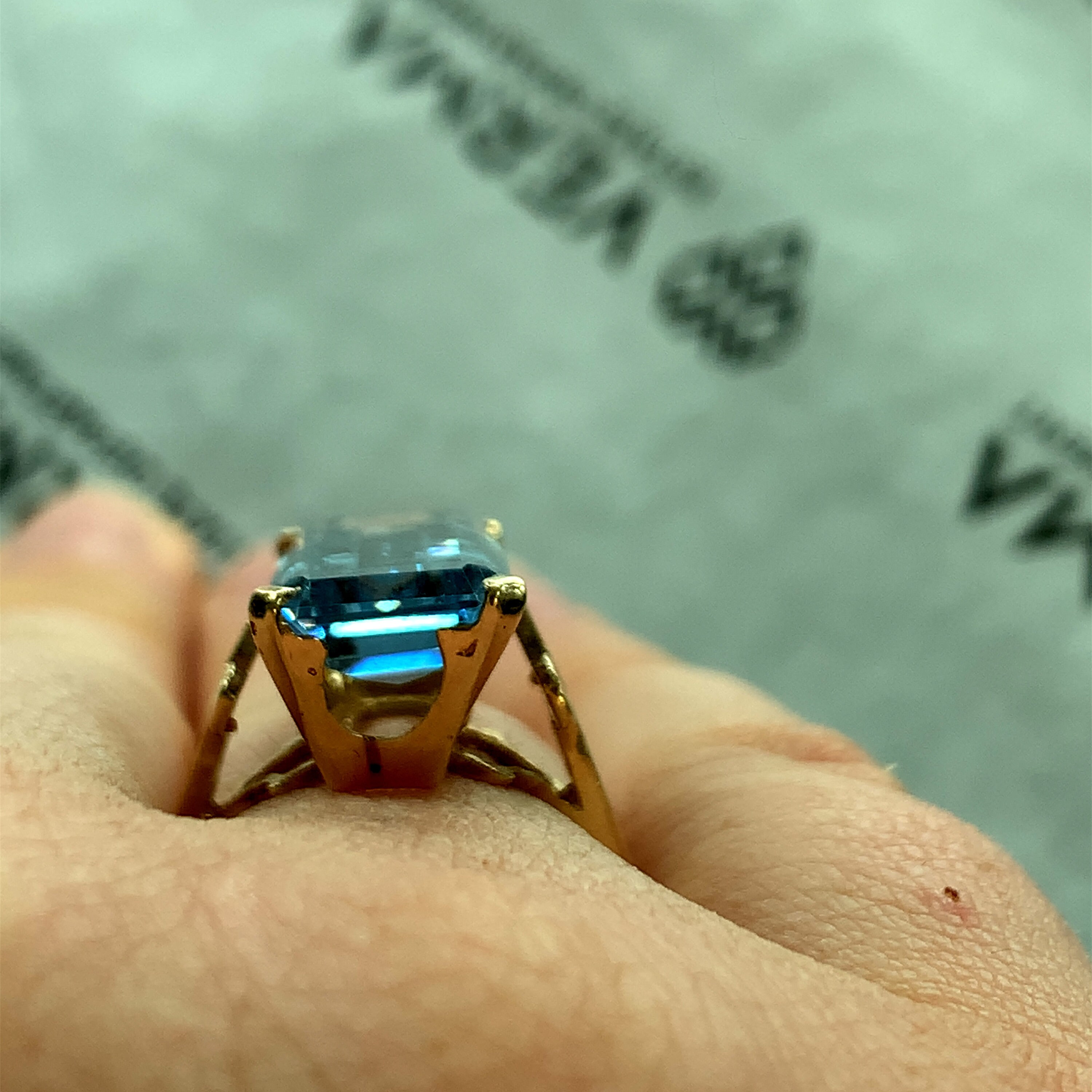 Vintage 14K Yellow Gold Classic Aquamarine Ring - Etsy