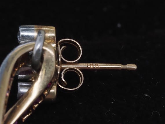 Edwardian Ruby and Diamond Drop Earrings in Gold … - image 5