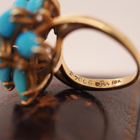 18k Yellow Gold Kurt Wayne Turquoise and Diamond … - image 4