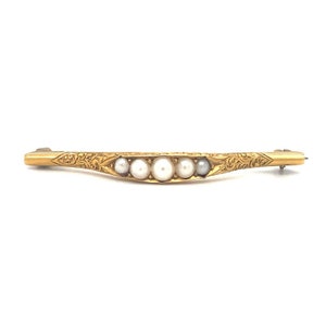 Circa 1875 Victorian Lingerie Pin with Seed Pearls in 18K Gold - VHK#127