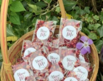 30 Wedding Confetti Throws - Dried Red Rose & Lavender - DIY KIT, you fill the bags! 100% Biodegradable. Includes Petals, stickers and bags.